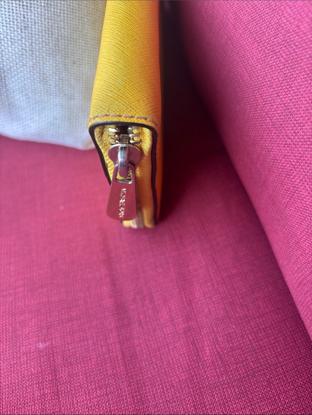 Michael Kors Bright Yellow Zip-Around Saffiano Wallet - Picture 9 of 12